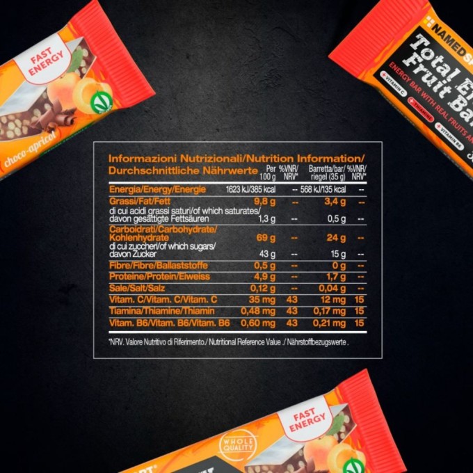 NAMEDSPORT - TOTAL ENERGY FRUIT BAR - Choco-Apricot - 35g NAMEDSPORT - TOTAL ENERGY FRUIT BAR - Choco-Apricot - 35g