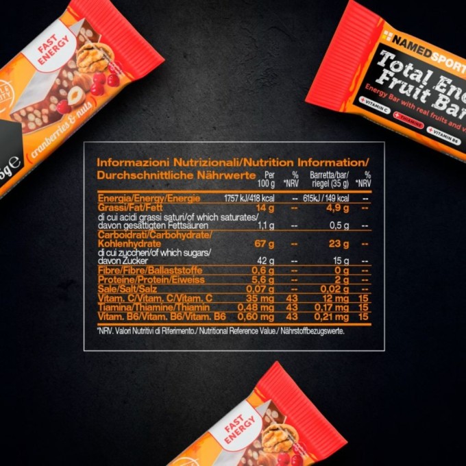 NAMEDSPORT - TOTAL ENERGY FRUIT BAR Cranberry and Nuts - 35g NAMEDSPORT - TOTAL ENERGY FRUIT BAR Cranberry and Nuts - 35g